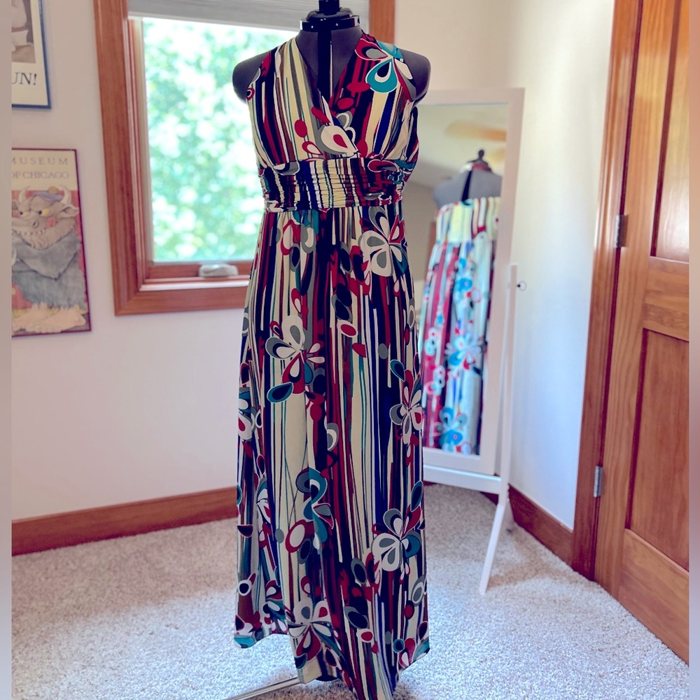 Colorful halter maxi dress